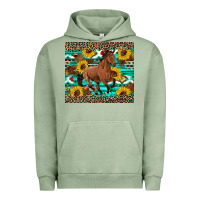 Pigment Oil Green western horse sunflowers Urban Hoodie - Artiststas