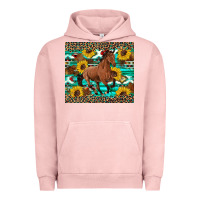 Pigment Salmon western horse sunflowers Urban Hoodie - Artiststas