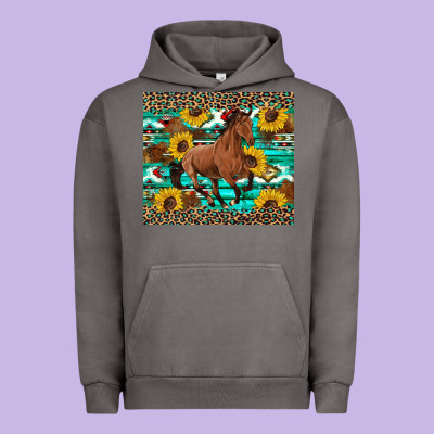 Western Horse Sunflowers Urban Hoodie Designed By Artiststas