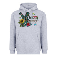 Heather Grey Happy Easter Heavyweight Hoodie - CowhideDigitalArt