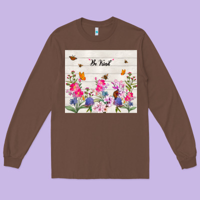 Be Kind Wildflower Long Sleeve Tee Designed By Tumblerdesignbyshophia