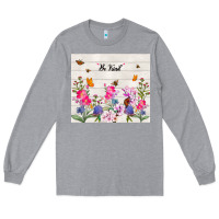 Heather Grey be kind wildflower Long Sleeve Tee - TumblerDesignByShophia