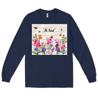 Navy be kind wildflower Long Sleeve Tee - TumblerDesignByShophia