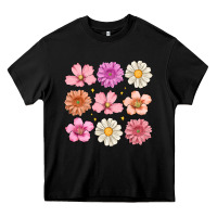 Black flowers Heavy Core Tee - MaliasSmallBusiness
