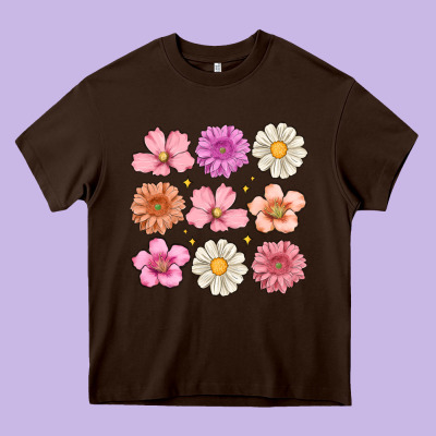 Flowers Heavy Core Tee Designed By Maliassmallbusiness