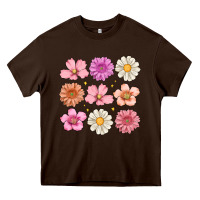 Chocolate Brown flowers Heavy Core Tee - MaliasSmallBusiness