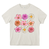 Cream flowers Heavy Core Tee - MaliasSmallBusiness