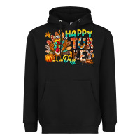 Black Happy Turkey Day Heavyweight Hoodie - CowhideDigitalArt