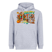 Heather Grey Happy Turkey Day Heavyweight Hoodie - CowhideDigitalArt