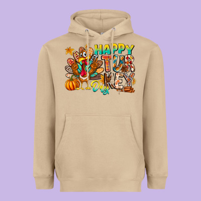 Happy Turkey Day Heavyweight Hoodie Designed By Cowhidedigitalart