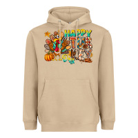 Mushroom Happy Turkey Day Heavyweight Hoodie - CowhideDigitalArt