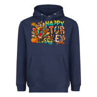 Navy Happy Turkey Day Heavyweight Hoodie - CowhideDigitalArt