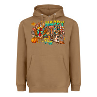 Toasted Coconut Happy Turkey Day Heavyweight Hoodie - CowhideDigitalArt