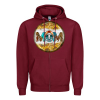 Burgundy american football round earrings Zipper Hoodie - BundleAndBundleShop