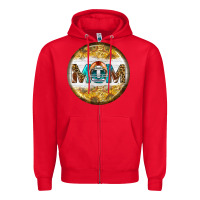 Red american football round earrings Zipper Hoodie - BundleAndBundleShop