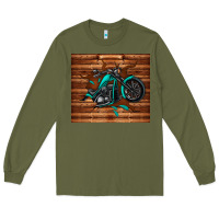 Army Green woodgrain motorcycle Long Sleeve Tee - TumblerDesignByShophia