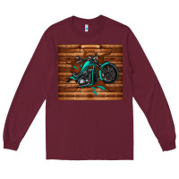 Burgundy woodgrain motorcycle Long Sleeve Tee - TumblerDesignByShophia