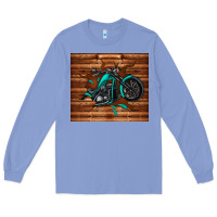 Colony Blue woodgrain motorcycle Long Sleeve Tee - TumblerDesignByShophia