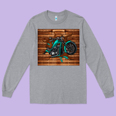 Woodgrain Motorcycle Long Sleeve Tee Designed By Tumblerdesignbyshophia
