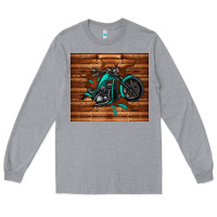 Heather Grey woodgrain motorcycle Long Sleeve Tee - TumblerDesignByShophia