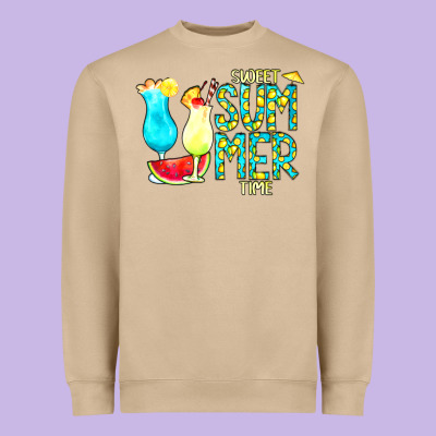 Sweet Summer Time Turquoise Yellow Heavyweight Sweatshirt Designed By Cowcowdesign