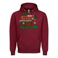 Burgundy christmas 'tis the season Zipper Hoodie - BundleAndBundleShop