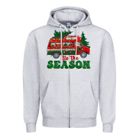 Heather Grey christmas 'tis the season Zipper Hoodie - BundleAndBundleShop