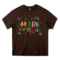 Chocolate Brown merry christmas raindeerr Heavy Core Tee - MaliasSmallBusiness