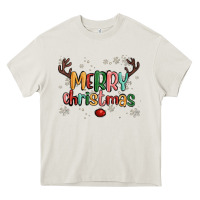 Cream merry christmas raindeerr Heavy Core Tee - MaliasSmallBusiness