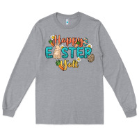 Heather Grey Happy Easter y'all Easter Day Long Sleeve Tee - HowdyJamesFarm