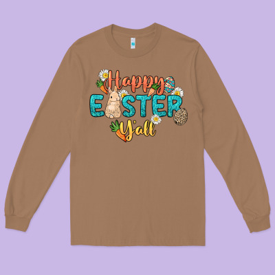 Happy Easter Y'all Easter Day Long Sleeve Tee Designed By Howdyjamesfarm