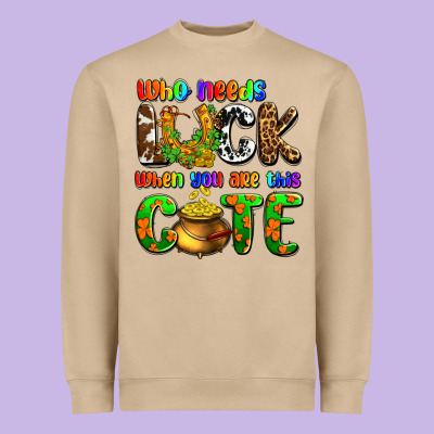 Who Needs Luck When You Are This Cute Heavyweight Sweatshirt Designed By Oliviacreatesart