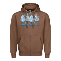 Chestnut merry christmas blue trees Zipper Hoodie - FaDigitalArtStudio