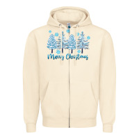 Sandshell merry christmas blue trees Zipper Hoodie - FaDigitalArtStudio