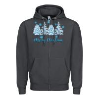 Smoke merry christmas blue trees Zipper Hoodie - FaDigitalArtStudio