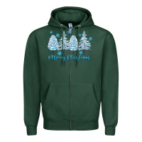 Sports Green merry christmas blue trees Zipper Hoodie - FaDigitalArtStudio