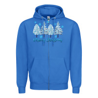 True Royal merry christmas blue trees Zipper Hoodie - FaDigitalArtStudio
