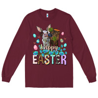 Burgundy Happy Easter Heifers Easter Day Long Sleeve Tee - HowdyJamesFarm