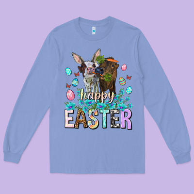 Happy Easter Heifers Easter Day Long Sleeve Tee Designed By Howdyjamesfarm