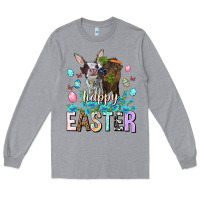 Heather Grey Happy Easter Heifers Easter Day Long Sleeve Tee - HowdyJamesFarm