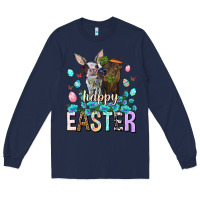 Navy Happy Easter Heifers Easter Day Long Sleeve Tee - HowdyJamesFarm