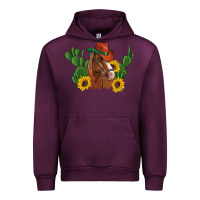 Mauve Wine western horse cowboy hat cactus sunflowers Urban Hoodie - Artiststas