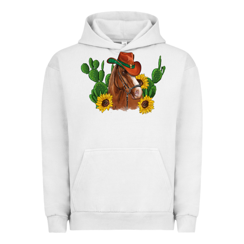 Western Horse Cowboy Hat Cactus Sunflowers Urban Hoodie by Artiststas | Teevron