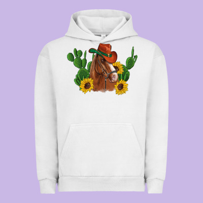 Western Horse Cowboy Hat Cactus Sunflowers Urban Hoodie Designed By Artiststas