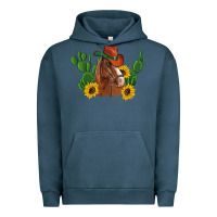 Pigment Midnight Navy western horse cowboy hat cactus sunflowers Urban Hoodie - Artiststas