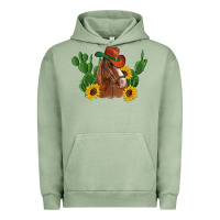 Pigment Oil Green western horse cowboy hat cactus sunflowers Urban Hoodie - Artiststas