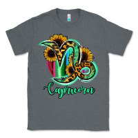 Charcoal Heather Capricorn Zodiac Sign Sunflower Leopard Serape Classic Tee - RanaPortraitStore
