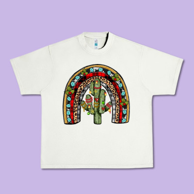 Christmas Cactus Rainbow Urban Heavy Tee Designed By Jahusdesignshop