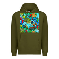 Army Green boy child coffee cup and teddy bear with thunderbolts and camouflage s Premium Hoodie - BundleAndBundleShop