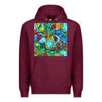 Burgundy boy child coffee cup and teddy bear with thunderbolts and camouflage s Premium Hoodie - BundleAndBundleShop
